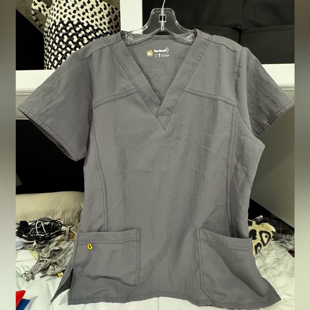 Wink Gray V-Neck Scrub Top